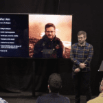 Jeroen Van Nieuwenhove talking at the Canon Belgium stand on Photo Days in Brussels.
