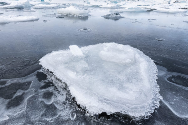Sheets of ice at the Jökulsárlón glacial lagoon in Iceland.