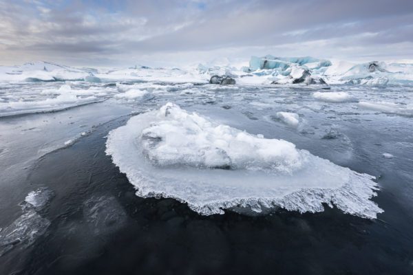 Sheets of ice at the Jökulsárlón glacial lagoon in Iceland.
