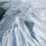A vertical panorama of the icebergs in Ilulissat, Greenland.