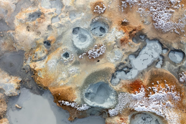 Aerial photography, taken with a drone, of a geothermal area in Iceland.