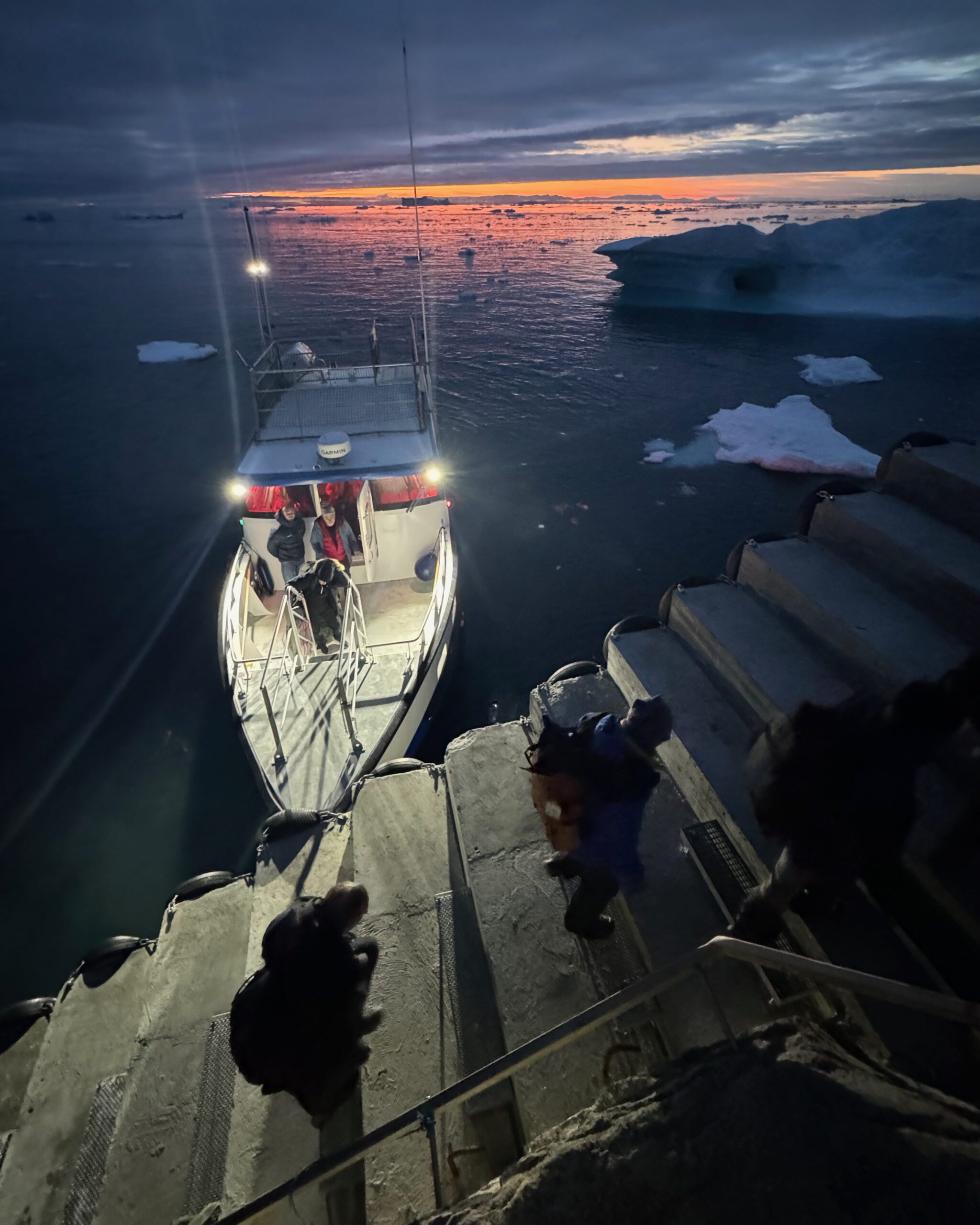 Arriving by boat the pontoon near Ilulissat