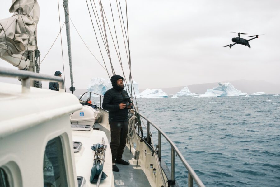 Jeroen flying a drone from Tilvera