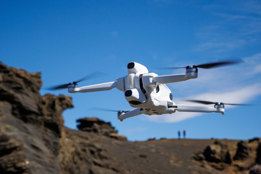 Antigravity A1 360 drone flying over the Reykjanes Peninsula in Iceland